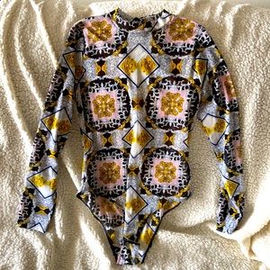 Multicolored mesh bodysuit
